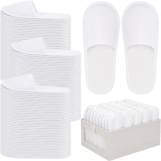 50/100Pairs Bulk Disposable Slippers for Guests with Folding Box, 11 Inches