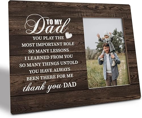 Placa de regalo para papá, letrero de madera con marco de imagen, marco de fotos para papá, decoración de mesa, regalo de agradecimiento para papá,