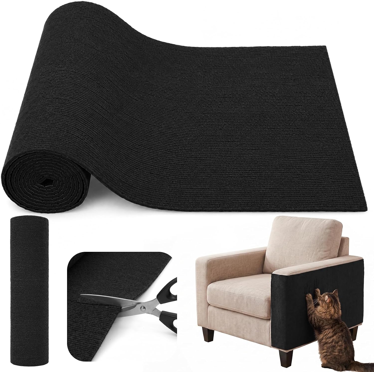 Cat Scratch Couch Furniture Protector, 78.7 in x 15.8 inches Self-Adhesive Cat Scratching Carpet for Furniture Protector Couches, Sofas, Walls, Doors