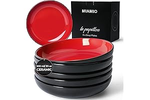 MIAMIO 30 Oz Red Pasta Bowls Set of 6: Enhance Your Dining Experience with Style