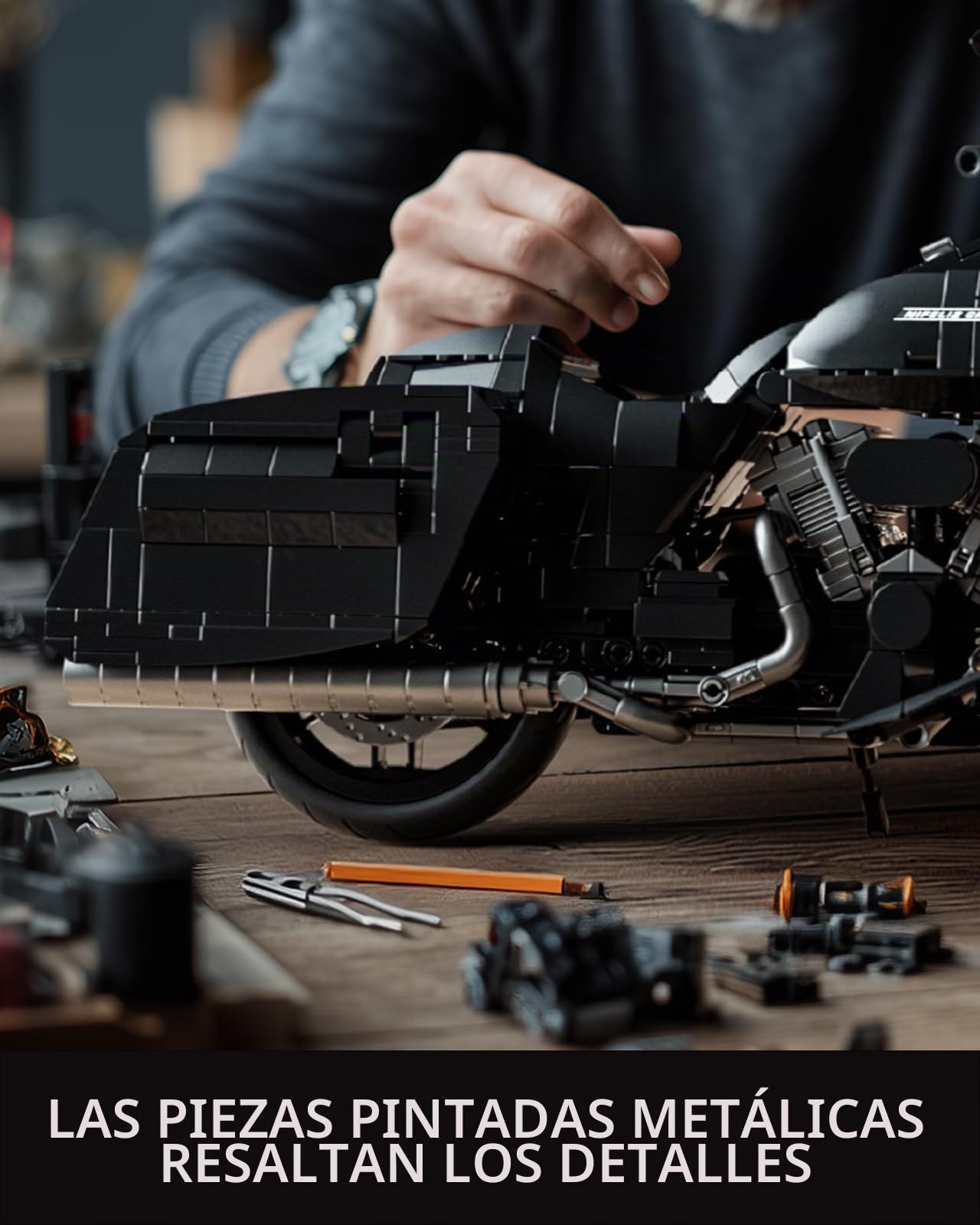 Nifeliz Kit de Construcción de Moto Cruiser para Adultos, Maqueta de Motocicleta con Detalles Realistas, Regalo Coleccionable para Amantes de las Motos (1.339 Piezas, NF10356)