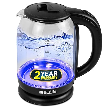 iBELL GEKC18LPLUS Electric Kettle, Glass Kettle, 1500 Watt, 1.8 Ltrs, with LED Light, Tempered Glass