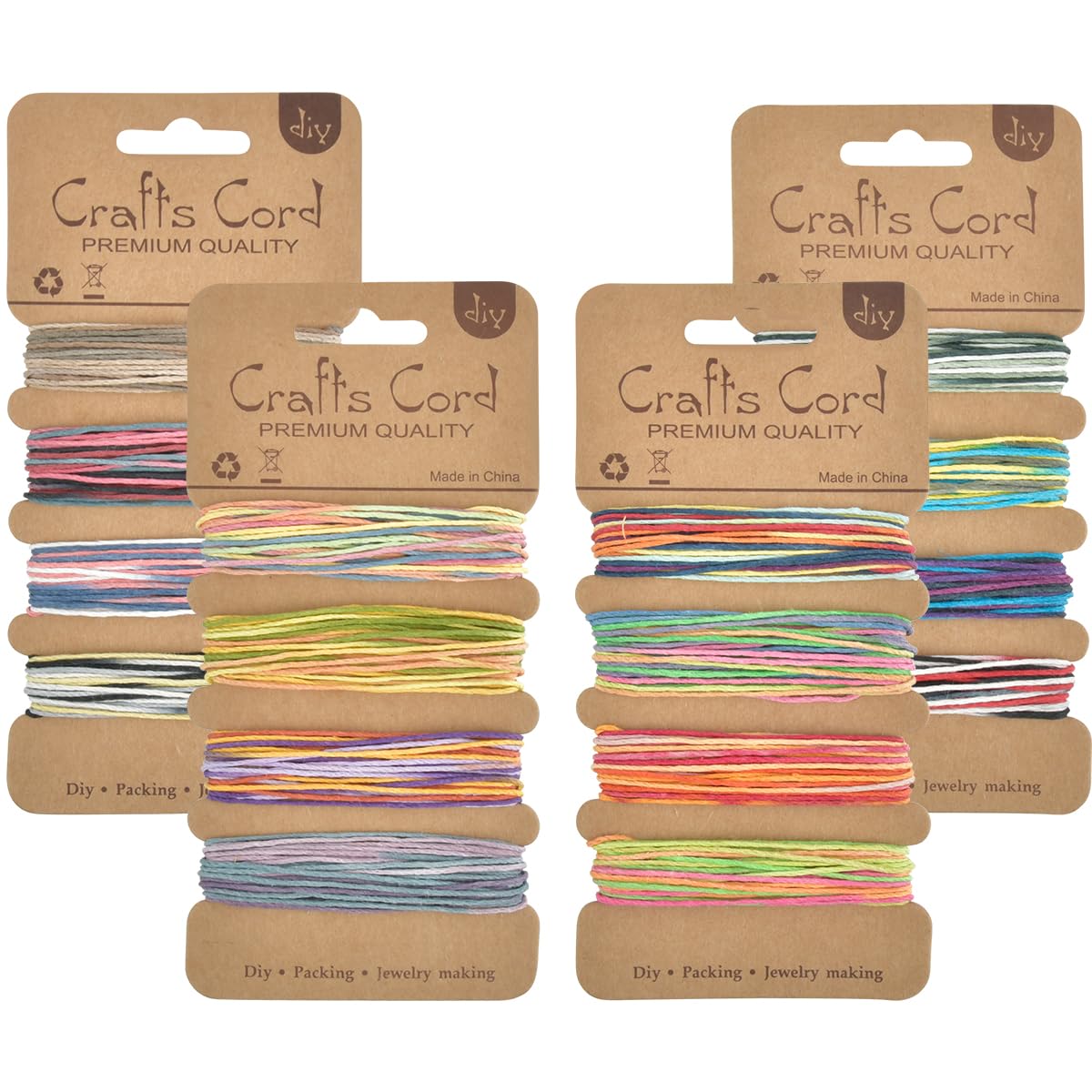 FOCCTS 16 Colors Hemp Cord for Jewelry Making, Colorful Thread Cord Hemp Wax Thread, Multi-Color Flax String Cord Natural Bracelet Rope String for Handmade Bracelets Keychains Craft Making Accessories