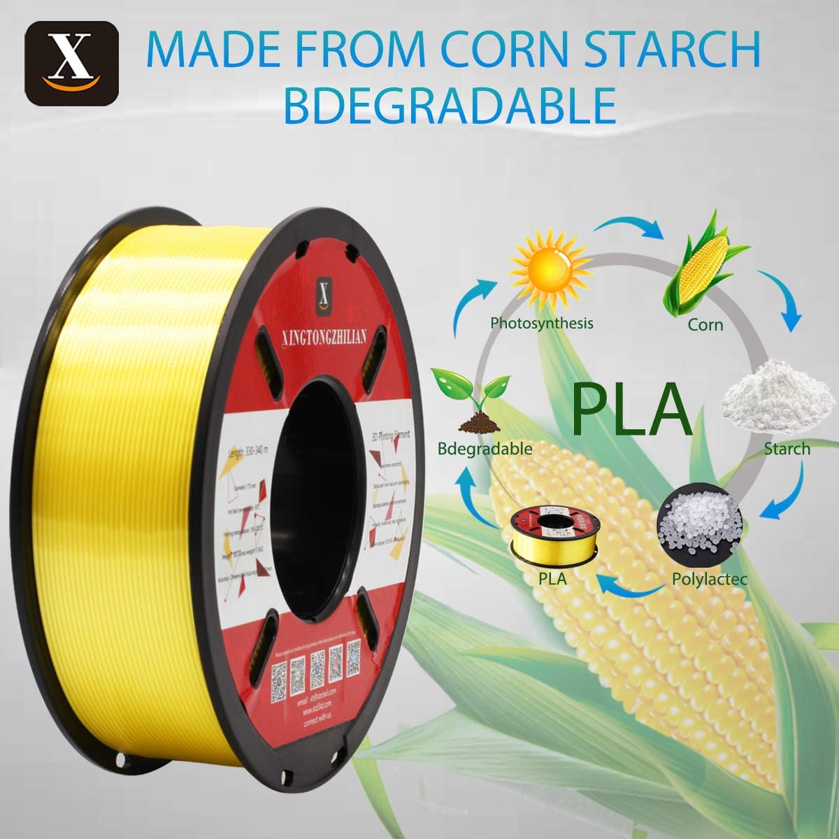 PLA 3D Printer Filament 1.75mm Printing Material Upgrade Version for 3D Printers Pens Accuracy +/- 0.02 mm Silk Gloden 1kg/Spool