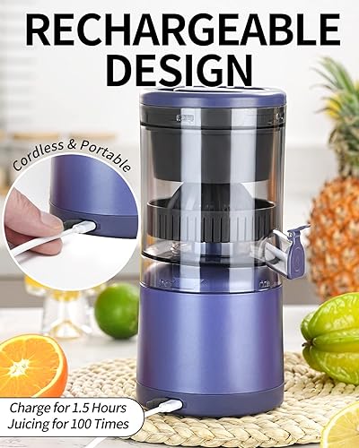 Miniatura 3 de Exprimidor de cítricos recargables - Exprimidor portátil con USB y cepillo de limpieza para naranja, limón, pomelo