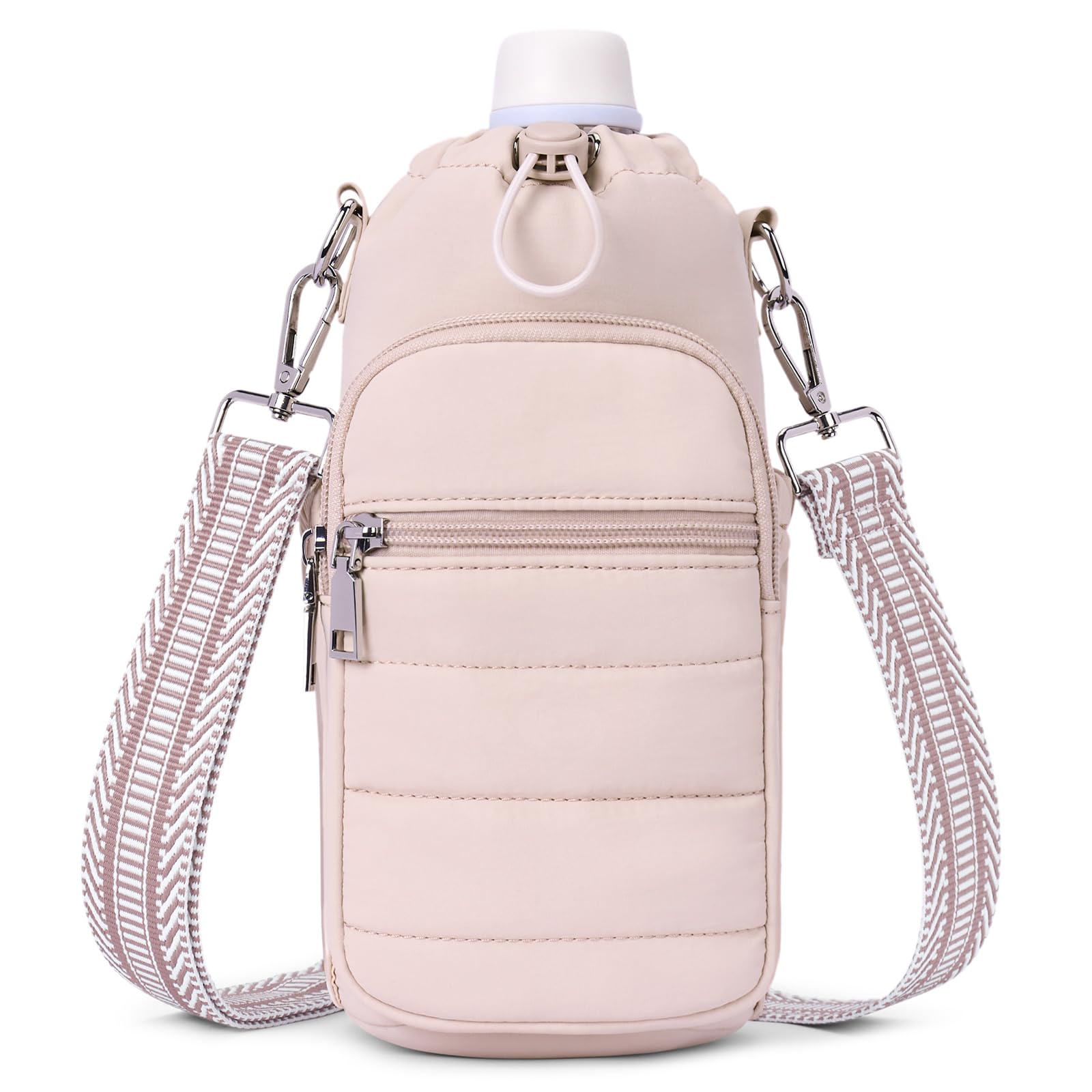 Lexiyat 40oz / 1200ml Water Bottle Holder Bag โ Insulated Crossbody Carrier with Strap โ Lightweight Travel & Hiking Bag for Women Pink