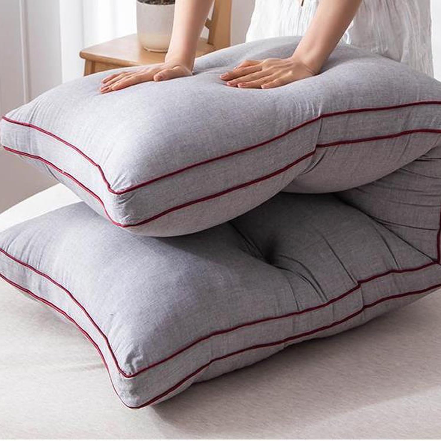 Almohada de respaldo suave para cama y sofá, almohada de apoyo para posición, almohada de cabecero, múltiples (148 x 48 x 15 cm, gris) - Comodidad y estilo