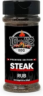 10-42 BBQ Steak Seasoning NO MSG, 0 Calorie | Meat Rub & Seasonings for Grilling, Beef & Pork | Grill the Best Steaks, Tomahawk, Ribeye, Sirloin, Ribs, T-bone | Savory Garlic and Herb Flavor | 5.5 oz