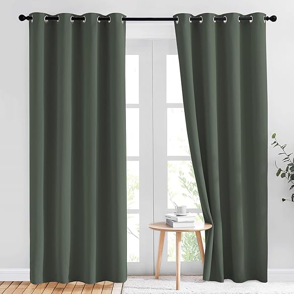 NICETOWN 100% Blackout Curtains with Black Liners, Thermal Insulated Full Blackout 2-Layer Lined Drapes, Energy Efficiency Window Draperies for Bedroom (Moroccan Blue, 2 Panels, 52" W by 63" L)