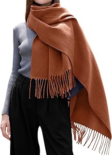 Bufanda de invierno para mujer, color liso, borla, bufanda cálida