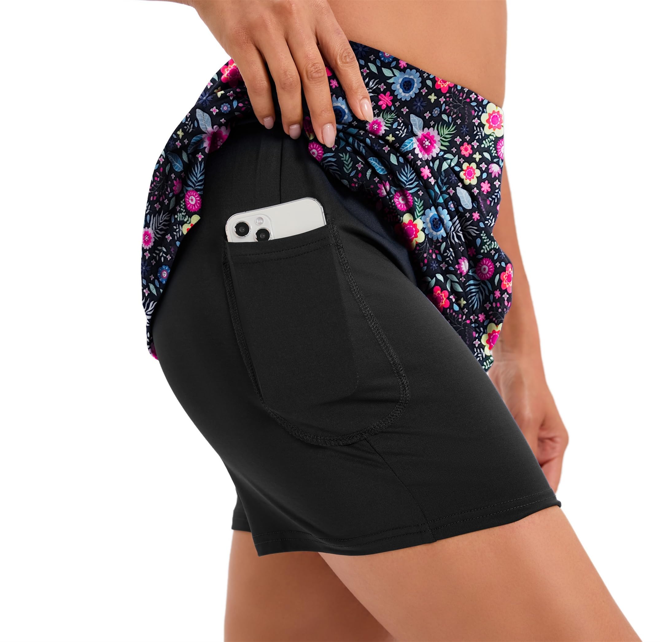 Oyamiki Falda pantalón para mujer, falda de tenis atlética con pantalones cortos, bolsillos casuales, falda de golf, cintura alta, para entrenamiento, verano