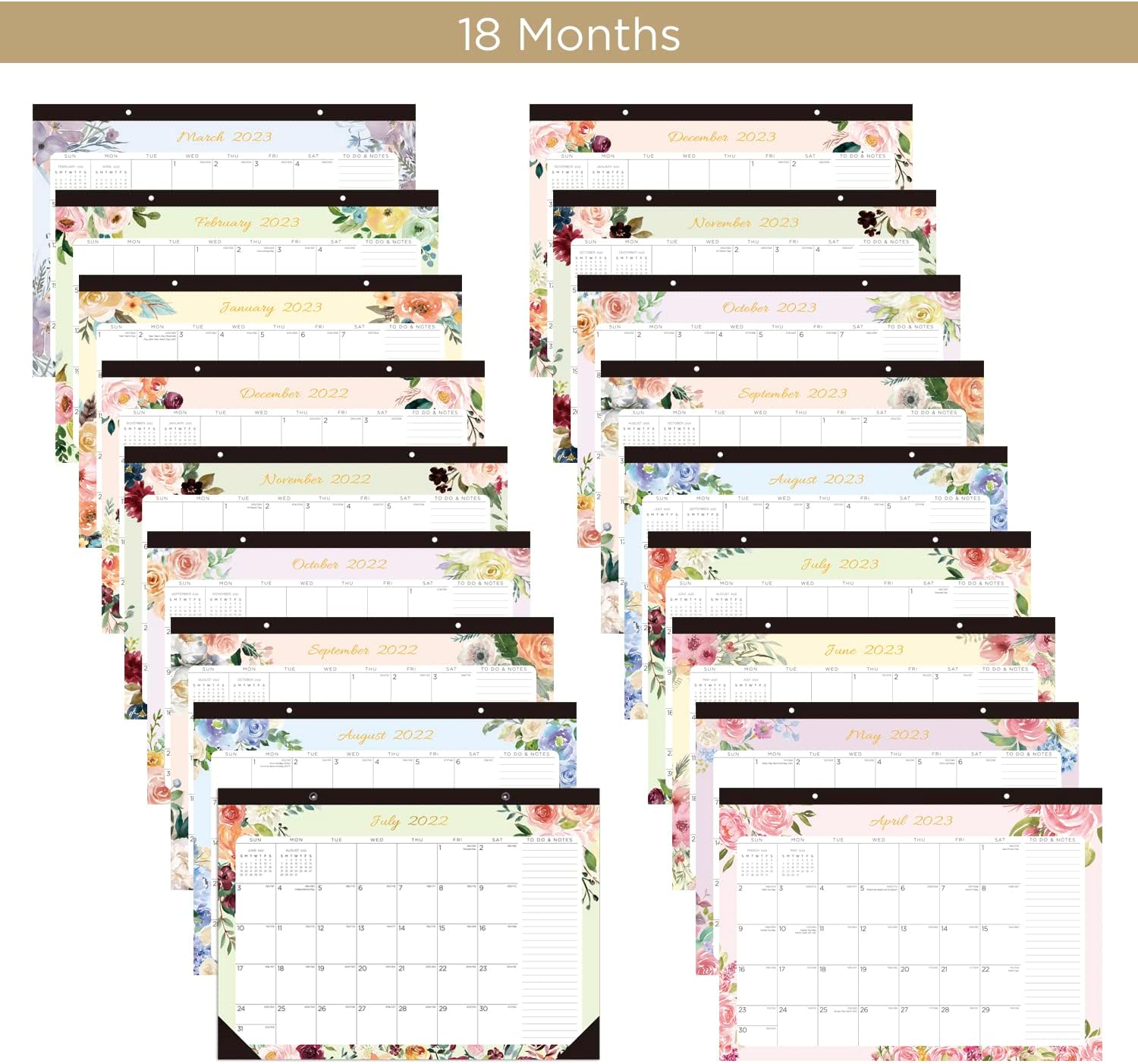 2022-2023 Desk Calendar: 17” x 12” Large Monthly Desk Pad Calendar for Planning & Organizing, 18 Months Desktop / Wall Calendar Runs from July 2022 to December 2023