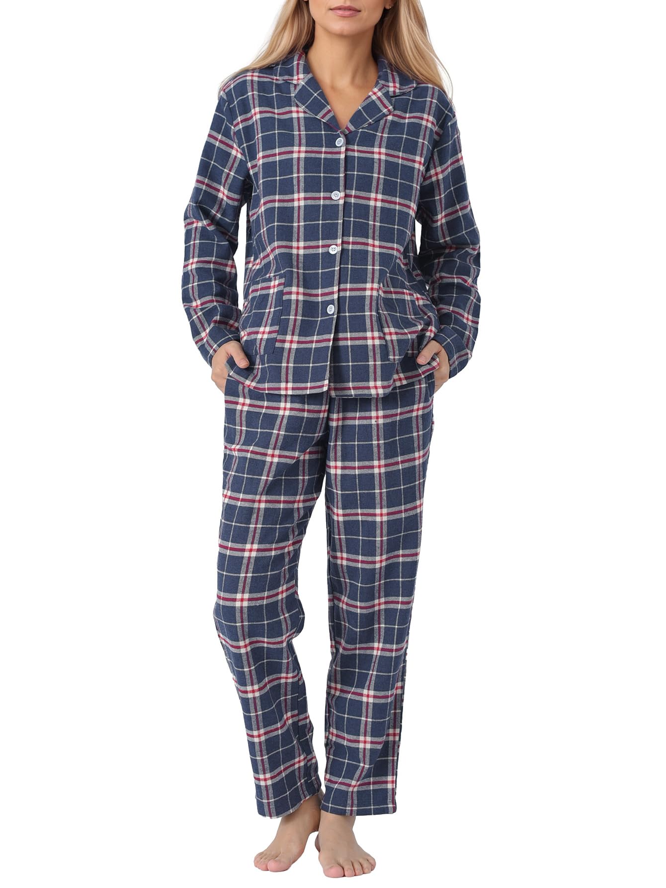 Latuza Women's Petite Cotton Flannel Pajama Set