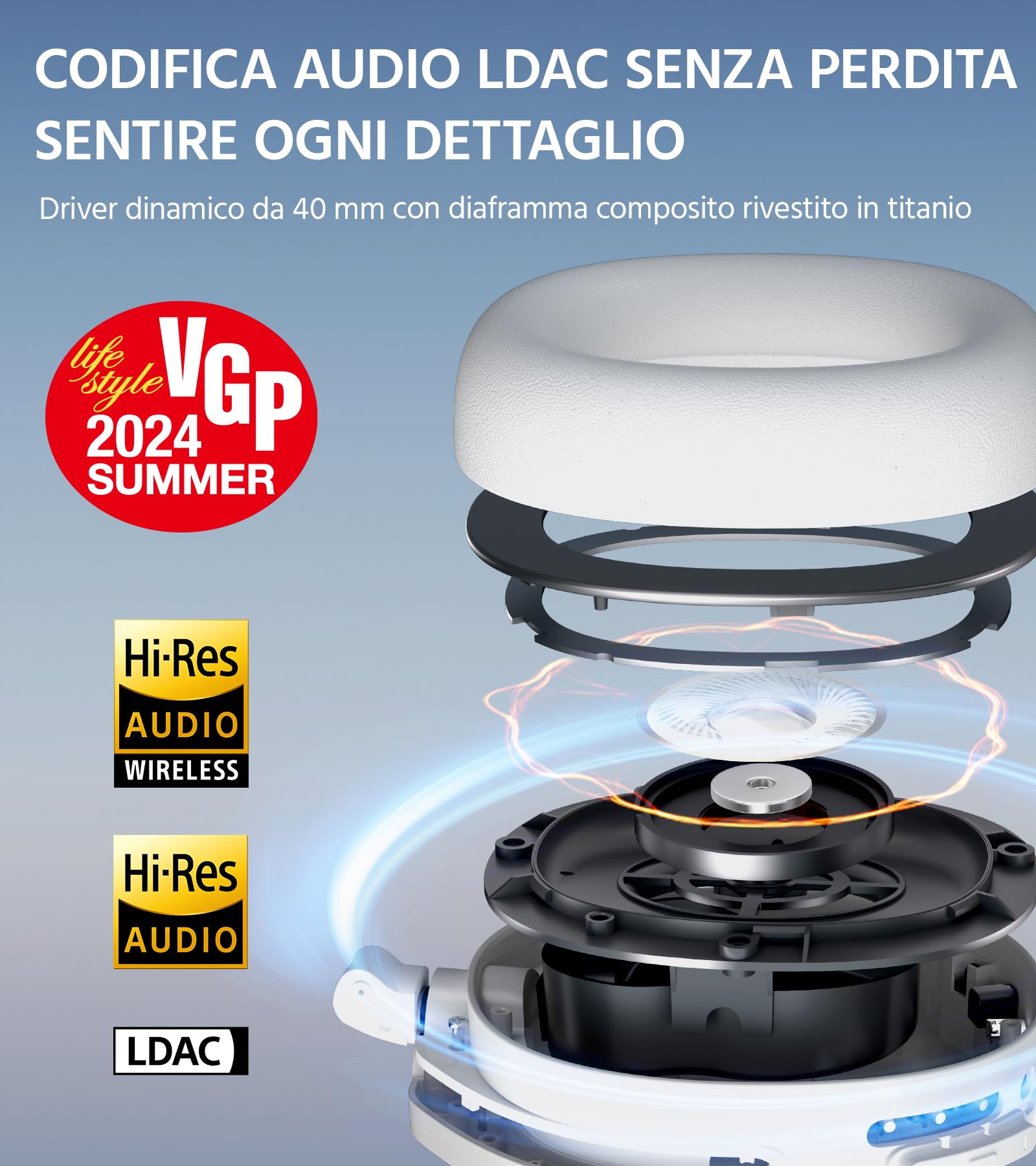 Edifier W830NB Cuffie Over Ear Bluetooth V5.4, Cancellazione Rumore Attiva Ibrida -45dB, Autonomia di di 94 ore, Hi-Res Wireless con LDAC, Audio Spaziale, Ricarica Rapida, Connessione Multipoint - Vista 2
