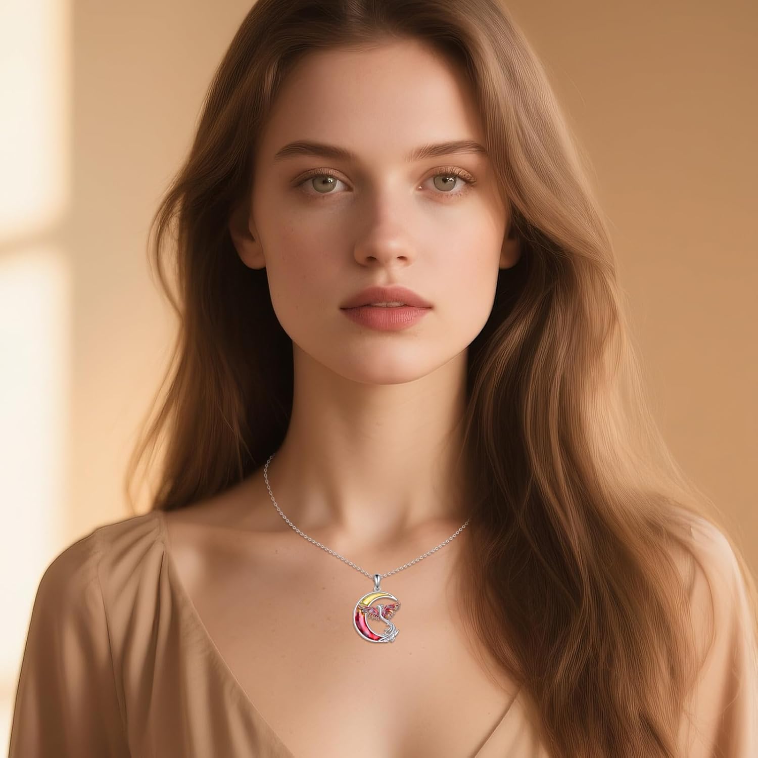 Phoenix Necklace for Women 925 Sterling Silver Gradual Heart Ruby Phoenix Pendant Jewelry Gifts - Image 2