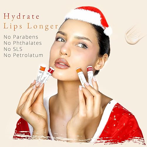 Miniatura 4 de CHAP-LIP Bálsamo labial 100% natural hidratante en masa con sabores de frutas, aceite de coco, manteca de cacao - Regalos de Navidad, rellenos para