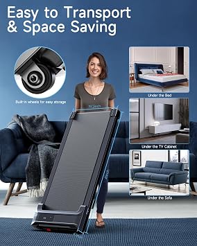 Walking Pad Treadmill for Home - Under Desk Treadmills Mini Portable Walking Running Machine Slim Compact Motorized Electric Treadmill with Adjustable Speed Remote