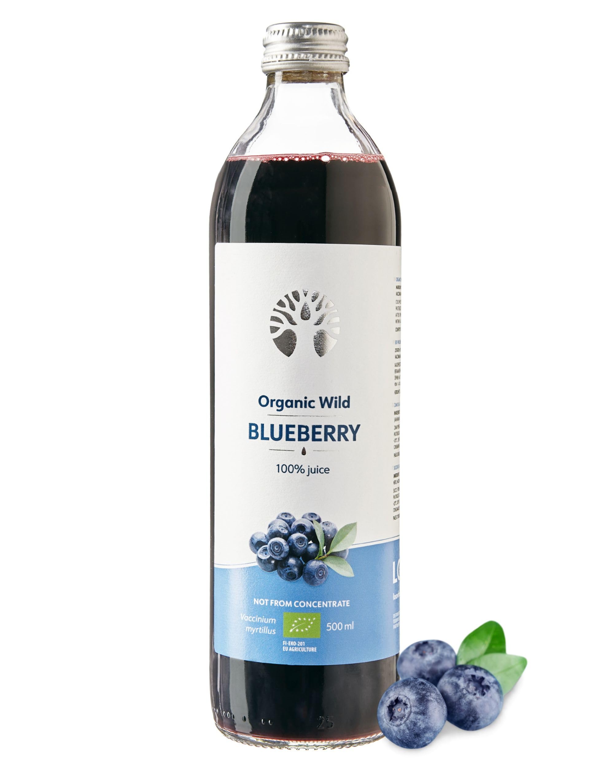LOOV Bio Wildheidelbeersaft, 500 ml, aus nordischen Wäldern, hoher Gehalt an Antioxidantien, 100% direkt gepresste Heidelbeeren, nicht aus Konzentrat, ohne Wasser- und Zuckerzusatz