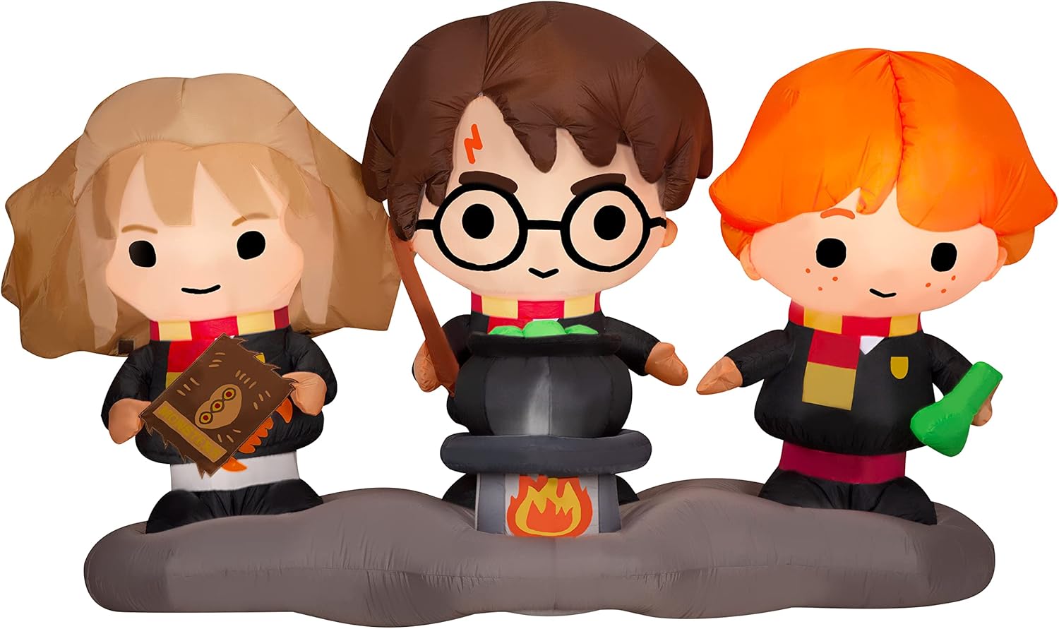 Gemmy Airblown Harry, Ron, and Hermione w/Cauldron Scene WB, 4.5 ft Tall, Black
