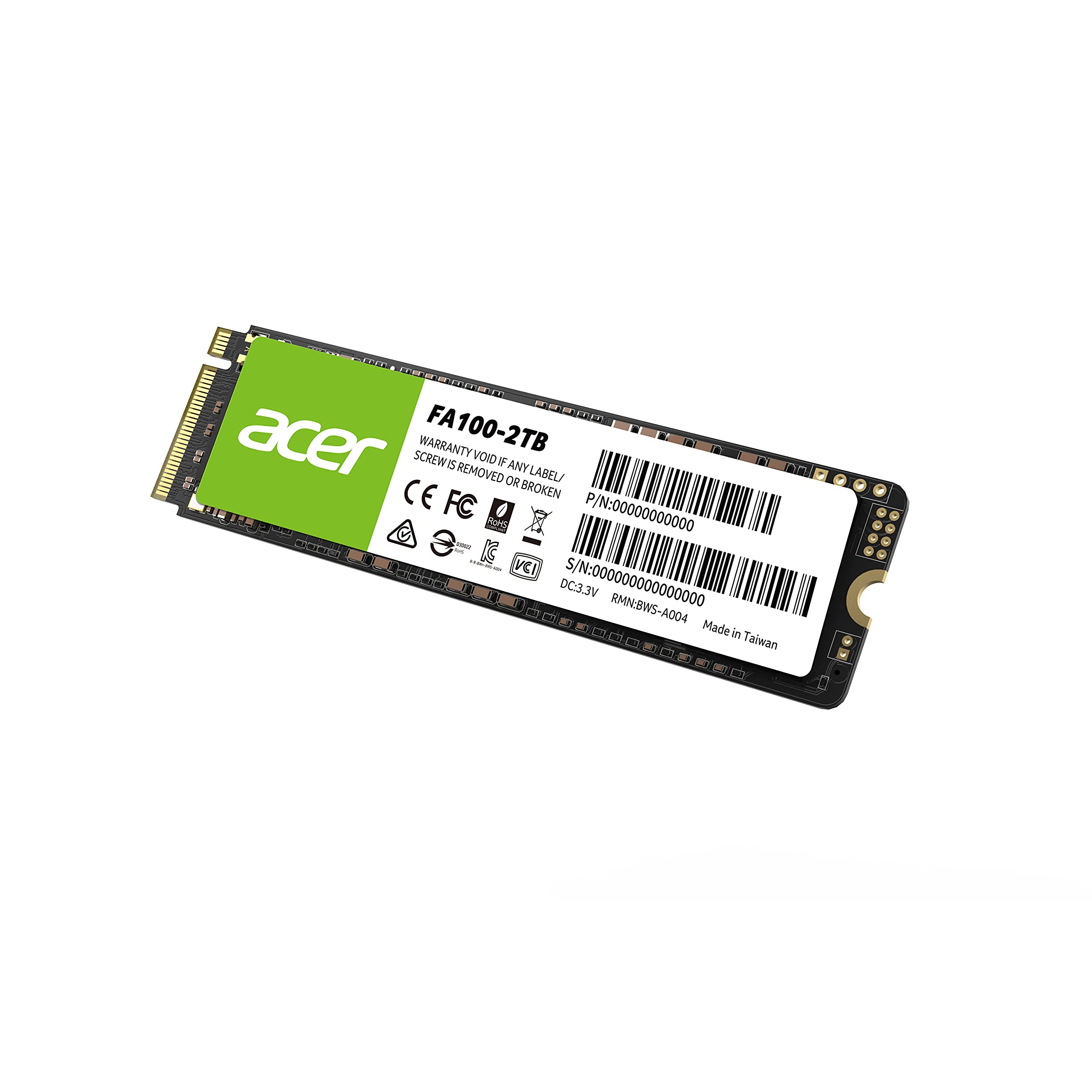 Acer FA100 2TB NVMe PCIe Gen3 x4 M.2 Internal SSD