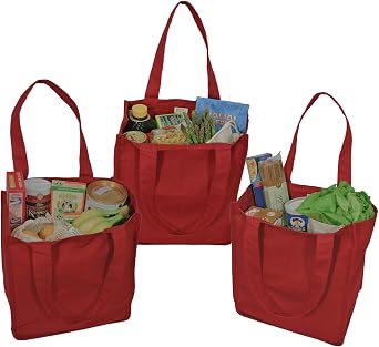 Simple Ecology Organic Cotton Deluxe Reusable Grocery Shopping Bag; Bottle Sleeves, Rigid Bottom Support UPDATED DESIGN