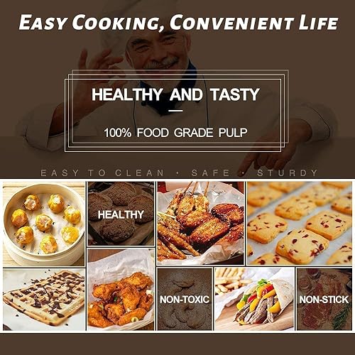 Miniatura 5 de Numola Forro de papel de pergamino para freidora de aire, 100 piezas de forro de papel desechable para hornear, papel de freidora de aire seguro de