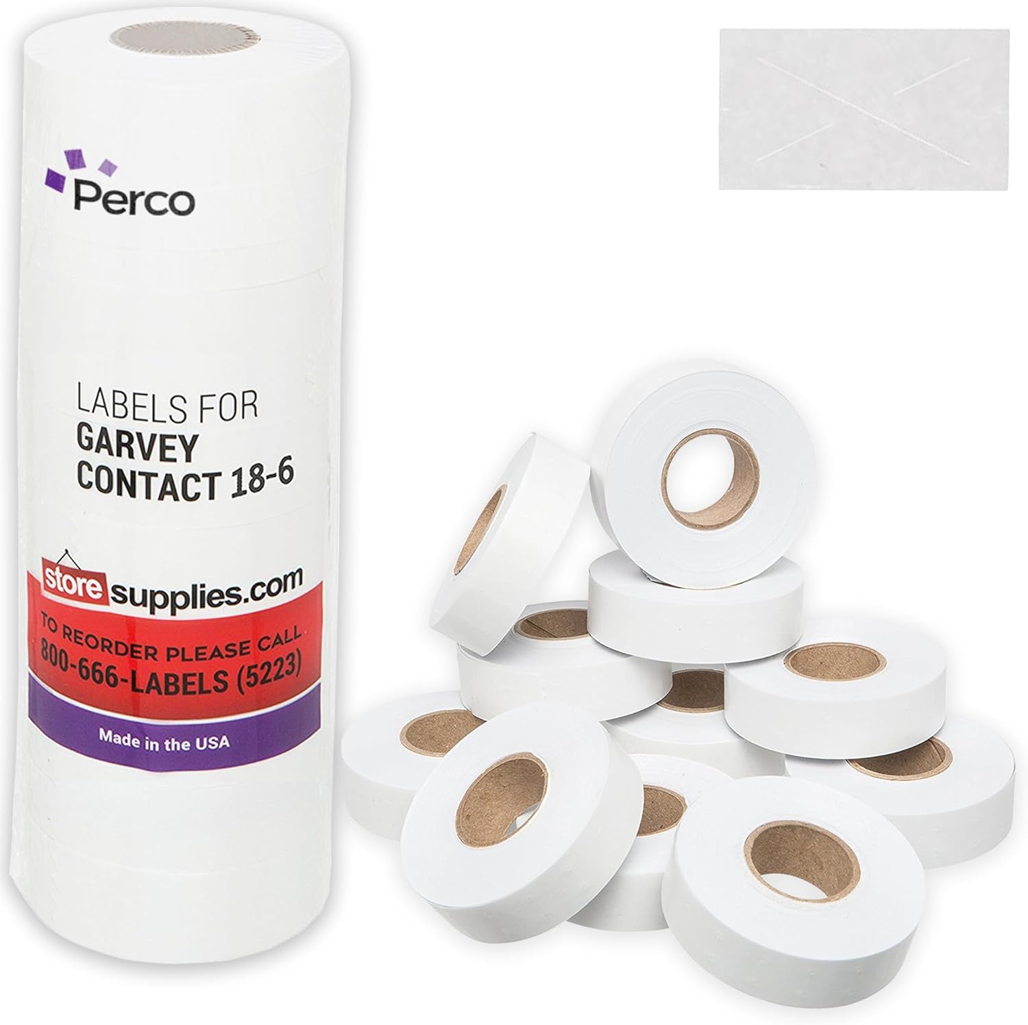 1812 White Pricing Labels for Garvey 18-6 One Line Price Gun – 11 Rolls – 14,000 Price Marking Labels