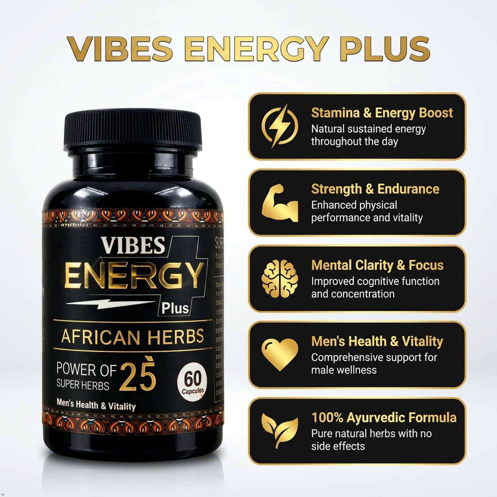 VIBES Herbal Immunity Booster Capsules | African Superherbs + Ayurvedic Blend | Daily Stamina Strength Vitality Energy Supplement for Men & Women | Natural Immunity Support | 60 Capsules — Amazon image 6