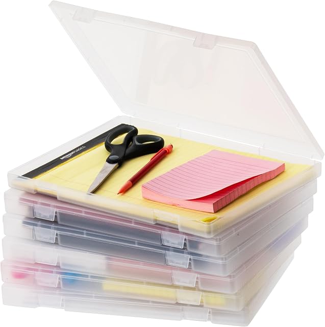 IRIS USA 6-Pack A4 File Box Paper Cases |Made in USA| Fits 1.14 L Letter Paper, Portable & Stackable - Clear