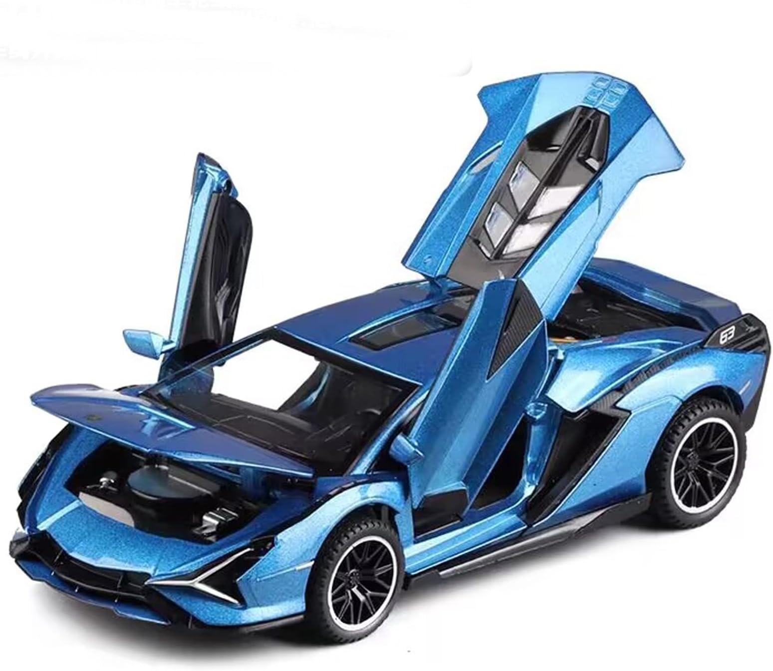 IYEAM Lambo Toy Car Sian FKP3 Die-Cast Car Model with Lights and Sound Pull Back Toy Car for Boys Age 3 4 5 6 + Year Old (Blue)