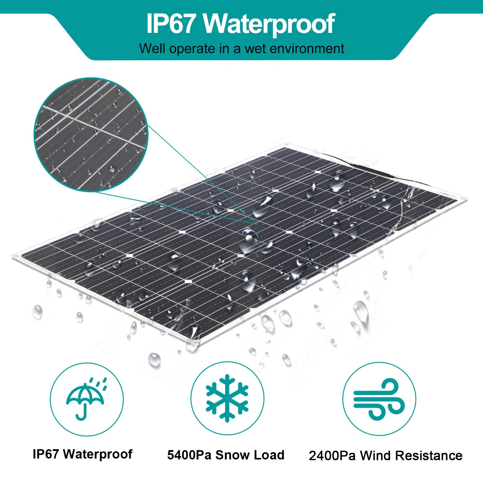 Flexible 200 vatios Panel Solar Conjunto con 20A Regulador Carga para Caravanas Yates