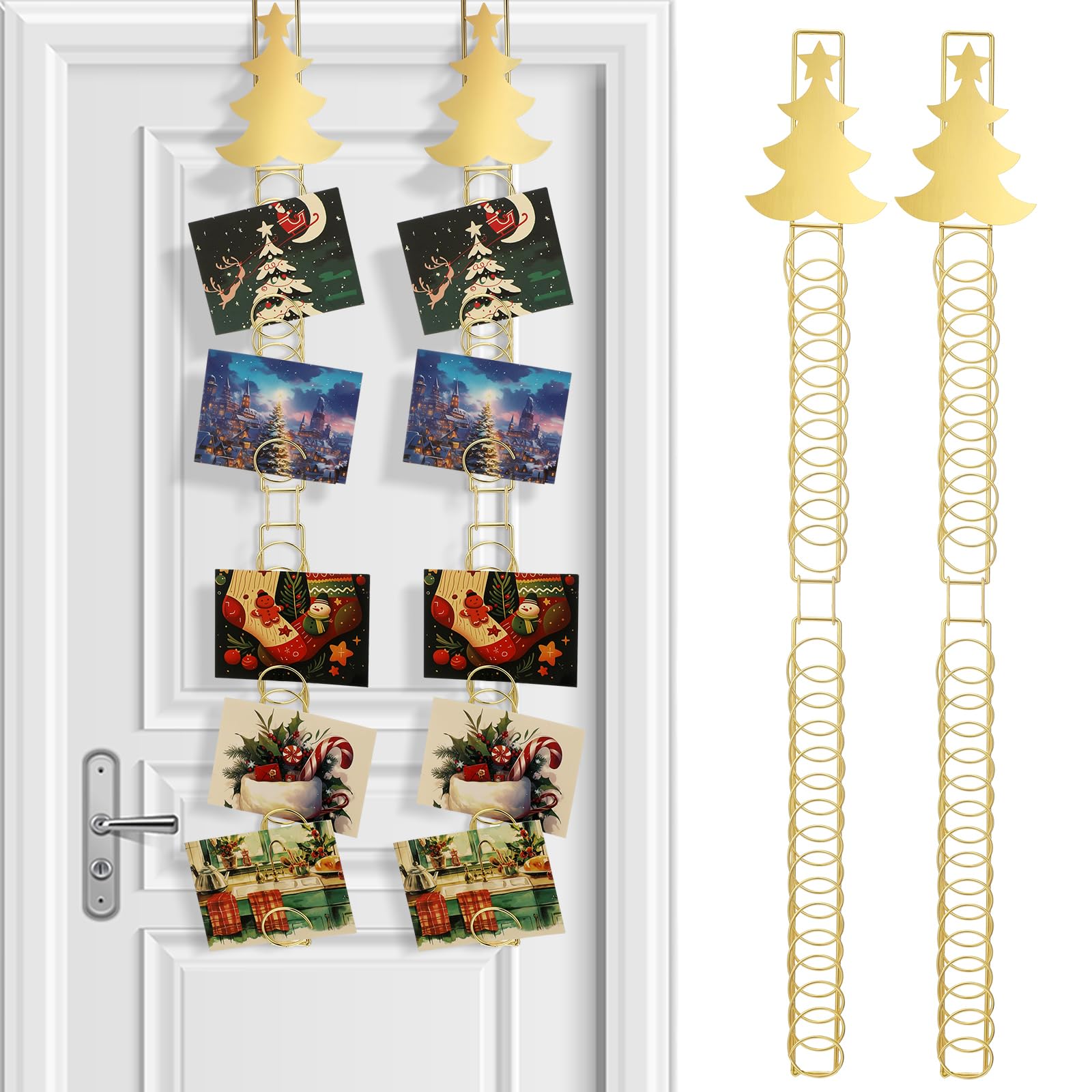 Porte-cartes de Noël 60 cm en métal doré pour photos