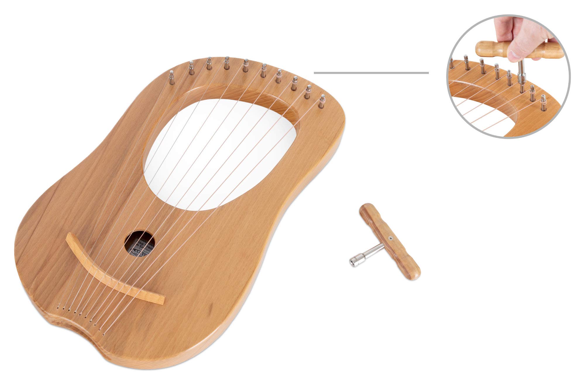 Classic Cantabile LH-10 Lyra Harpe 10 cordes acier harpe voyage bois hêtre clé accordage housse rembourrée
