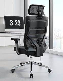 M16 Bürostuhl Ergonomisch,Schreibtischstuhl mit 3-Stufen Neigung,Kopfstütze,3D-Armlehnen und Lenden,Büro Stuhl & Gaming Stuhl,Mesh-Drehstuhl für Home Office,Bürostuhl 150 KG,Schwarz