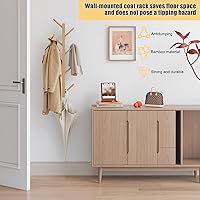 Vista 4 de Perchero vertical de bambú para pared, perchero vertical de bambú para pared, árbol, perchero, perchero flotante para sombreros, chaquetas, bolsos