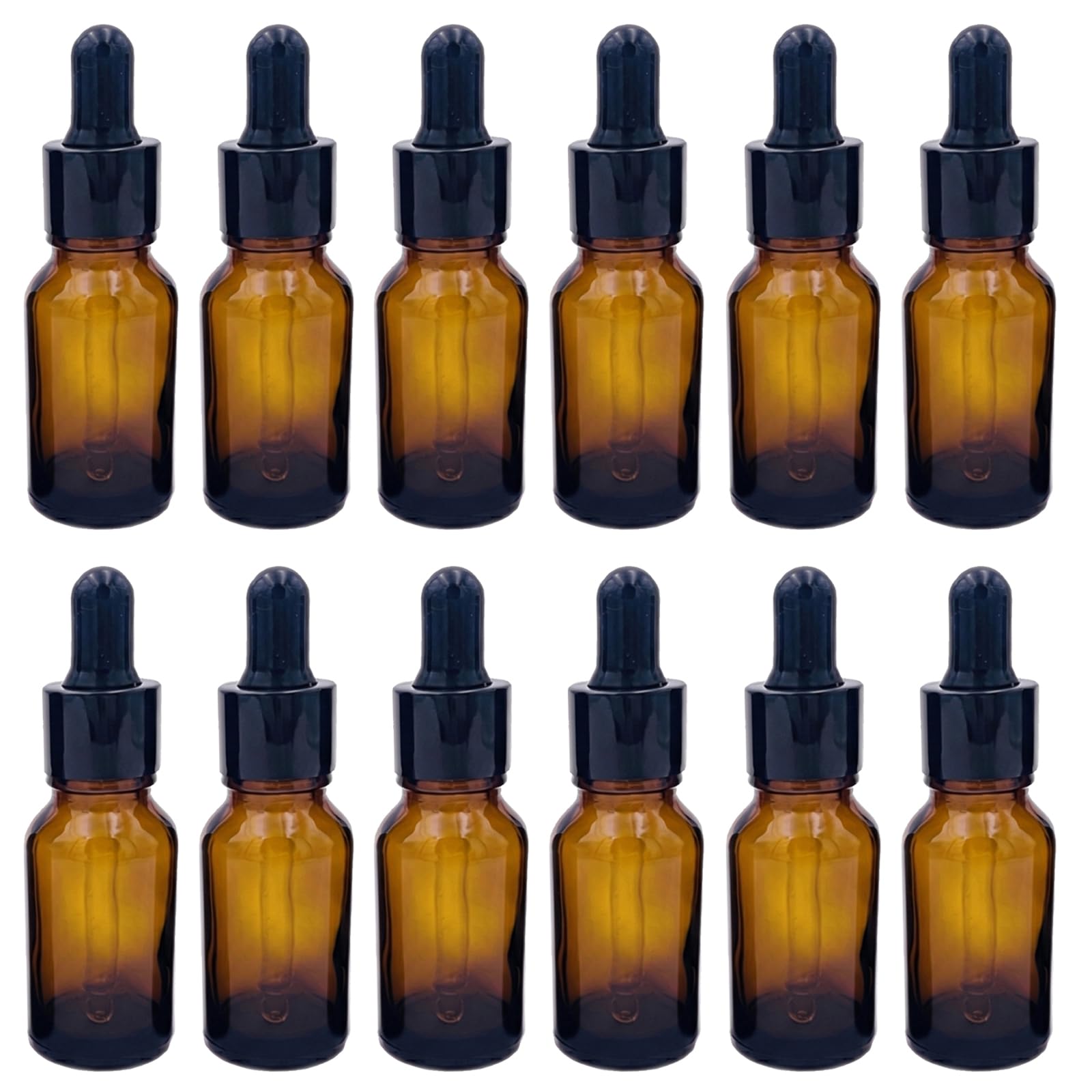 12 Amber 15 ml (1/2 oz) Glass Bottles Essential Oil Bottles Jars Refillable Makeup Cosmetic Sample Bottle Container with Glass Eye Droppers for Essential Oil Aromatherapy Use (15ml)-image-48