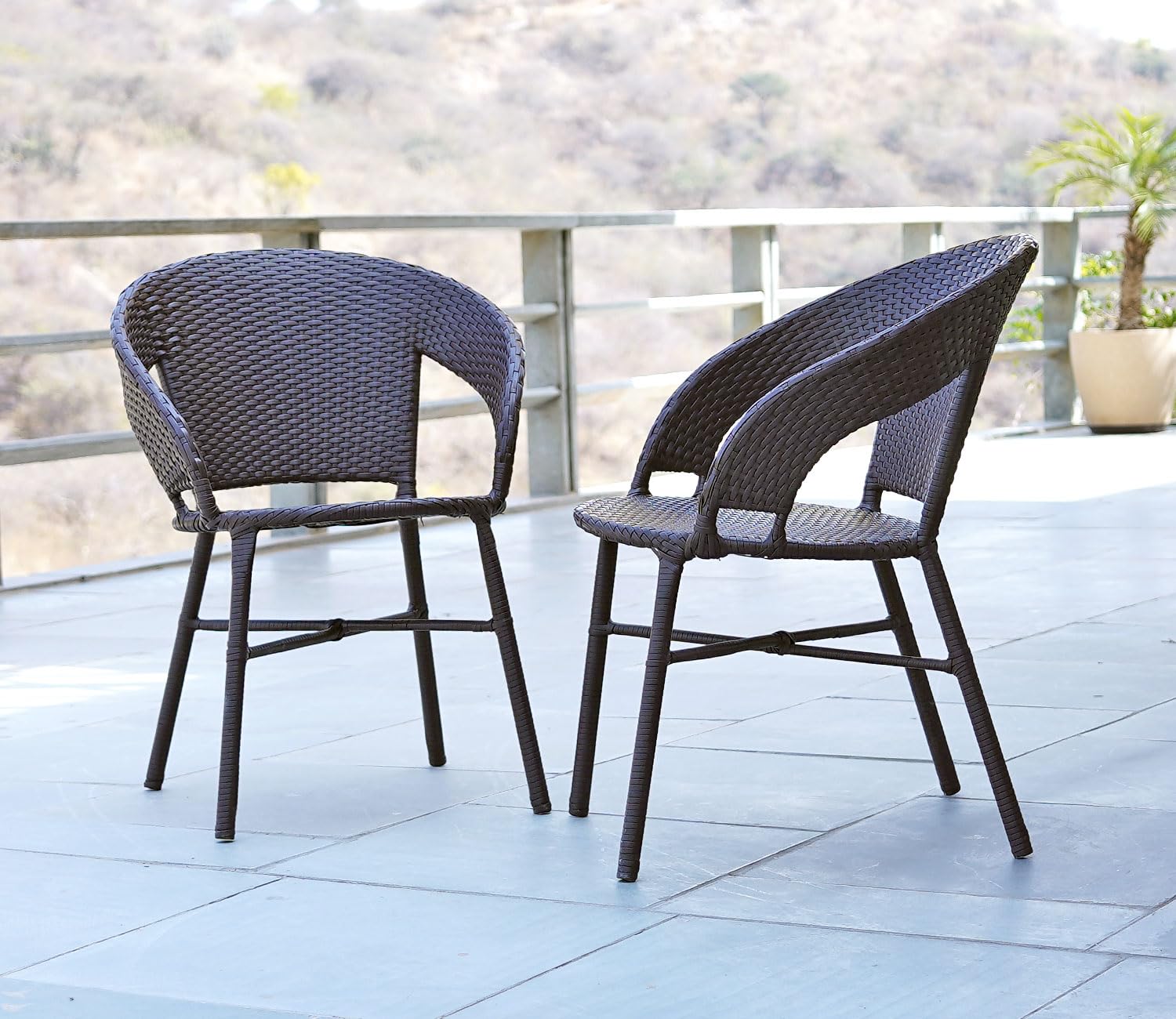 Wooden Street Sienna Seater Outdoor Seating Chair and Table Set, Garden  Patio Coffee Table Set, Outdoor Balcony Wicker Furniture with Table and