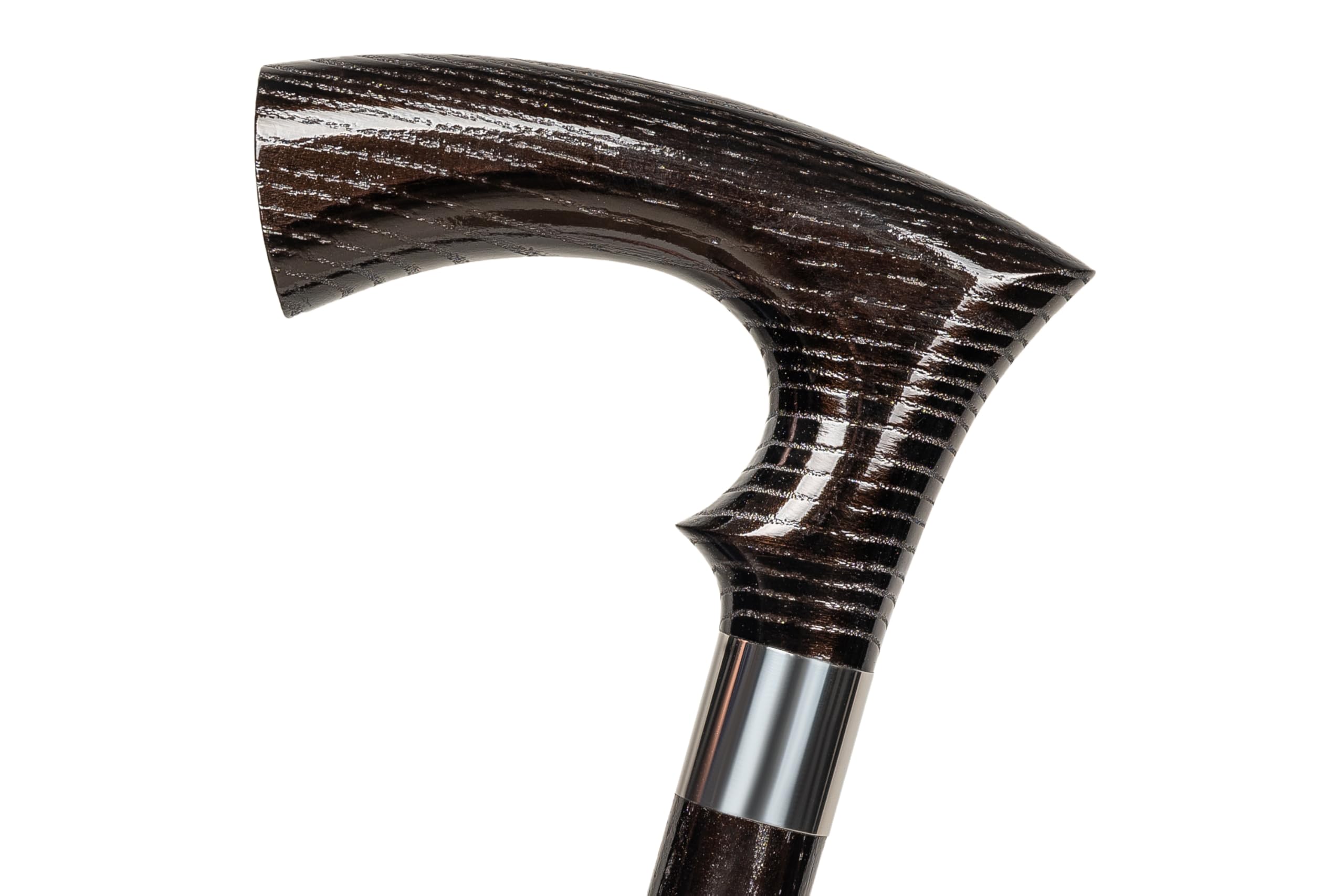 Dr. Watson Classic Duke Walking Stick – Handcrafted Ash Wood Cane with Polished Stainless Steel Collar
