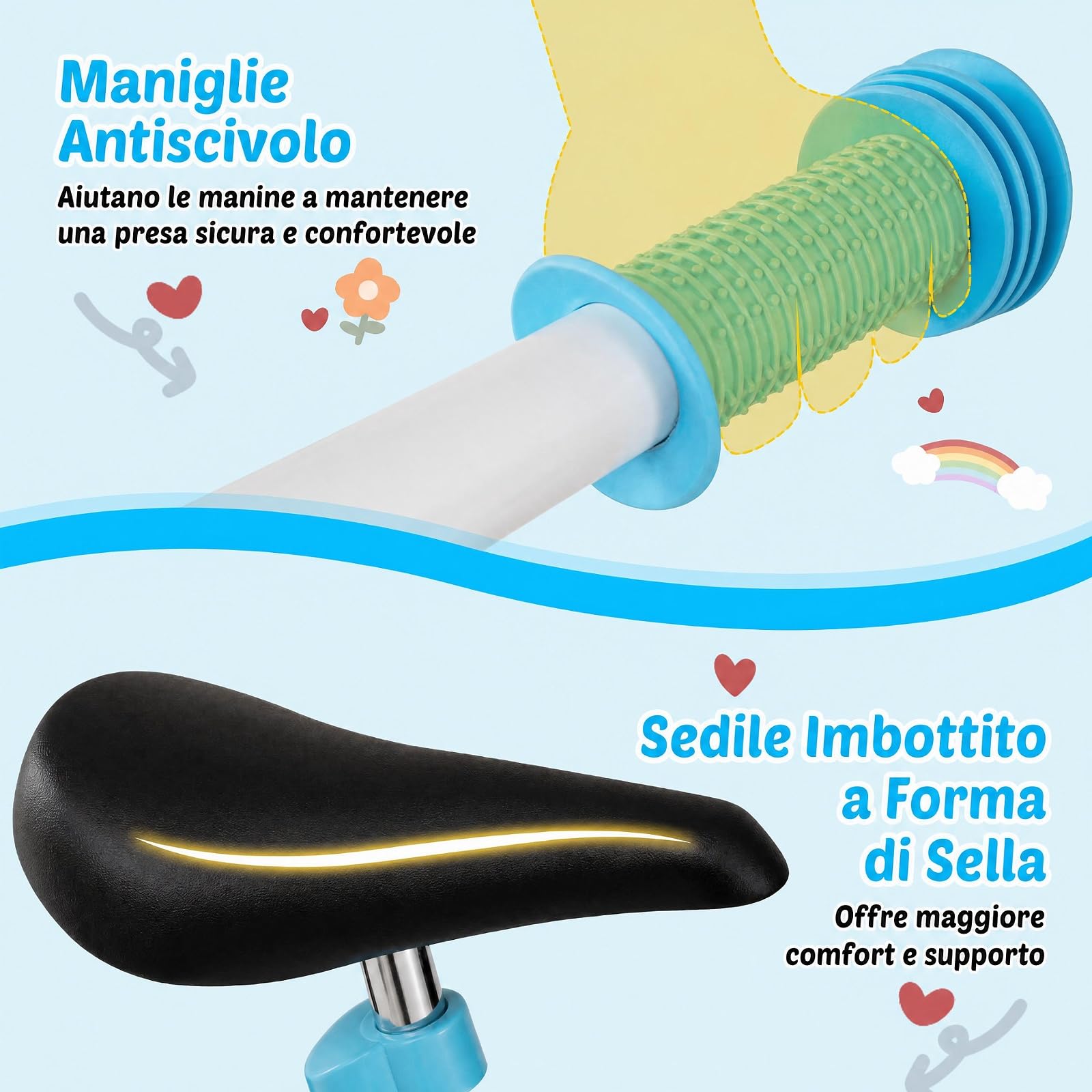 COSTWAY Bicicletta Equilibrio Senza Pedali per Bambini 3 Anni+ | Bici Senza Pedali con Manubrio e Sellino Regolabili in Altezza, Bicicletta Leggera con Telaio in Acciaio al Carbonio
