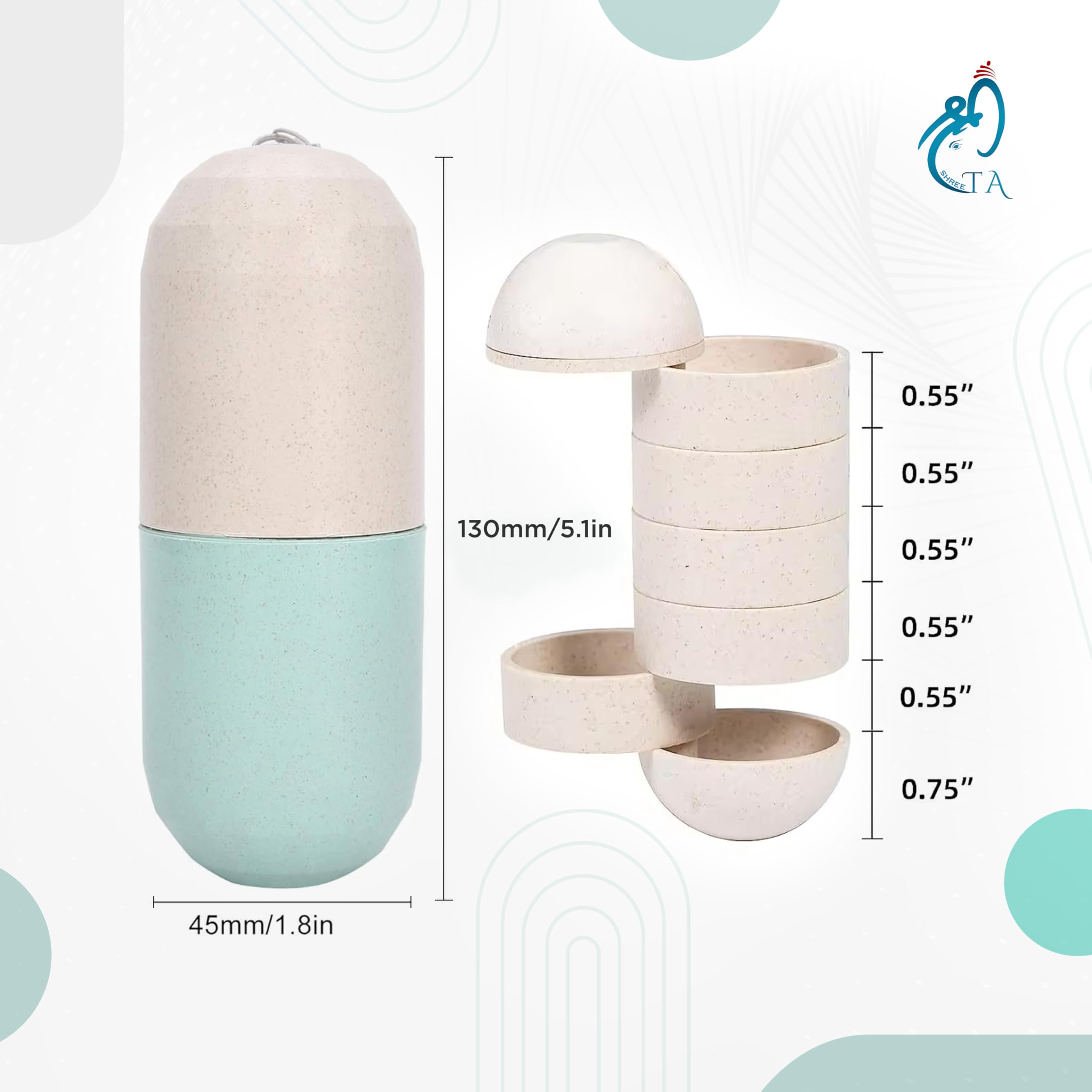 SHREETA Pill Organiser-Capsule Shape Medicine Case 7 Day Pill Box Weekly Medicine Case,7 Grids Sealed Rotatable Damp Proof Cute Pill Organizer for Hold Vitamins, Fish Oil, Supplements and Medication Product Image 2