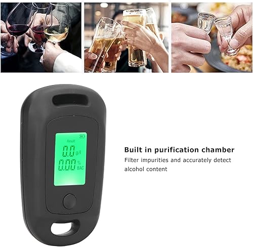 Miniatura 3 de Probador de alcoholímetro, detector de alcohol, recargable por USB, de alta precisión, portátil, con pantalla LCD (negro)
