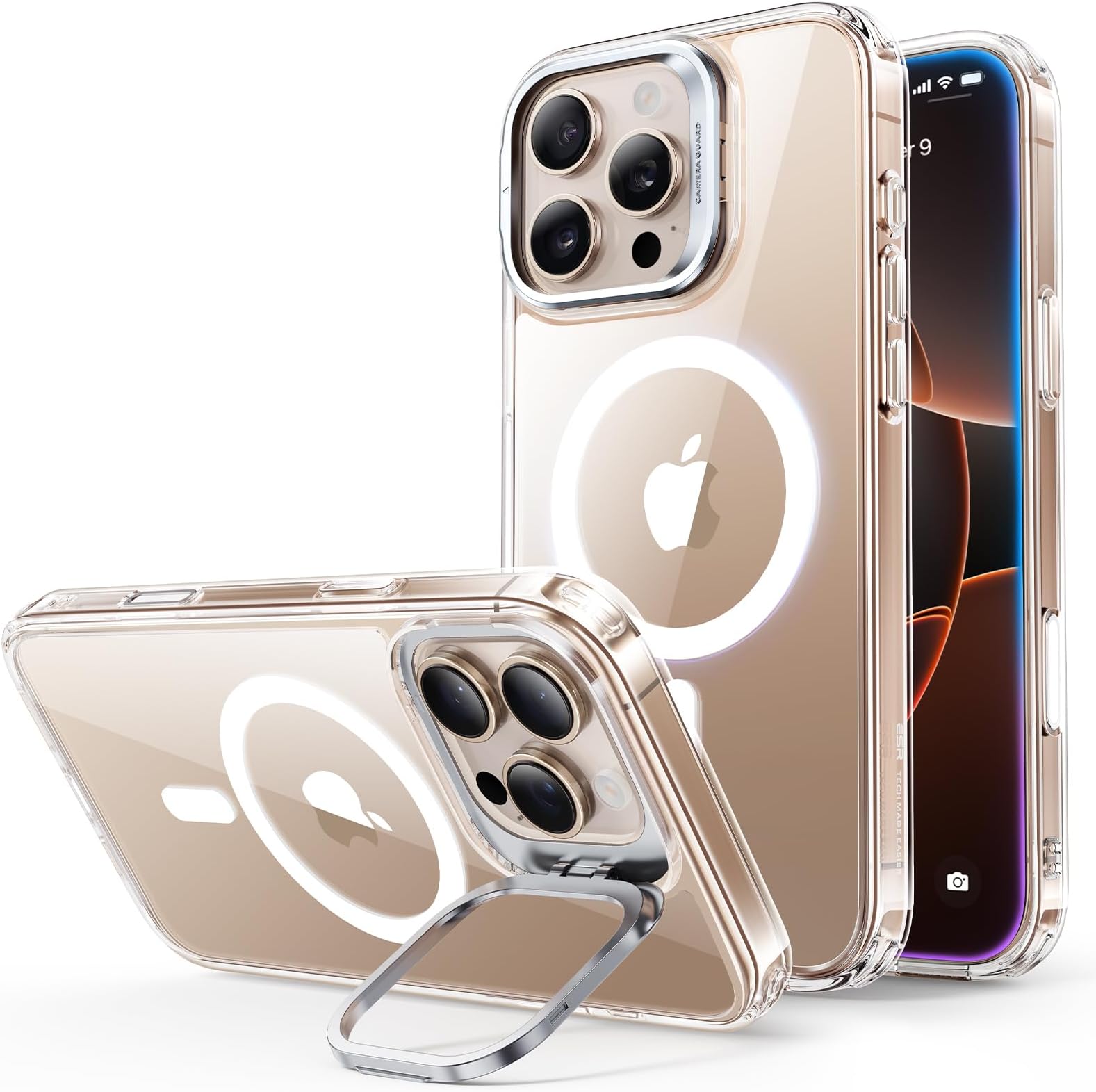 ESR for iPhone 16 Pro Max Case, Camera Control, Compatible with MagSafe, Military-Grade Protective Case, Built-In Stash Stand Phone Case, Classic Series, Clear