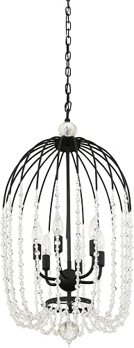 Voliere 6-Lt Crystal Pendant - Matte Black