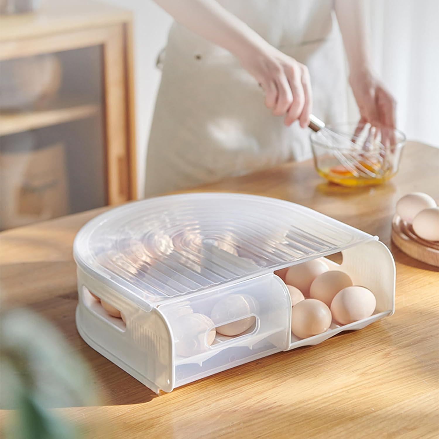 2 Layer U Shape Eggs Storage Box Roll Out Design Clear Refrigerator Organizers Safe Kitchen Tool U Shape Eggs Organizers
