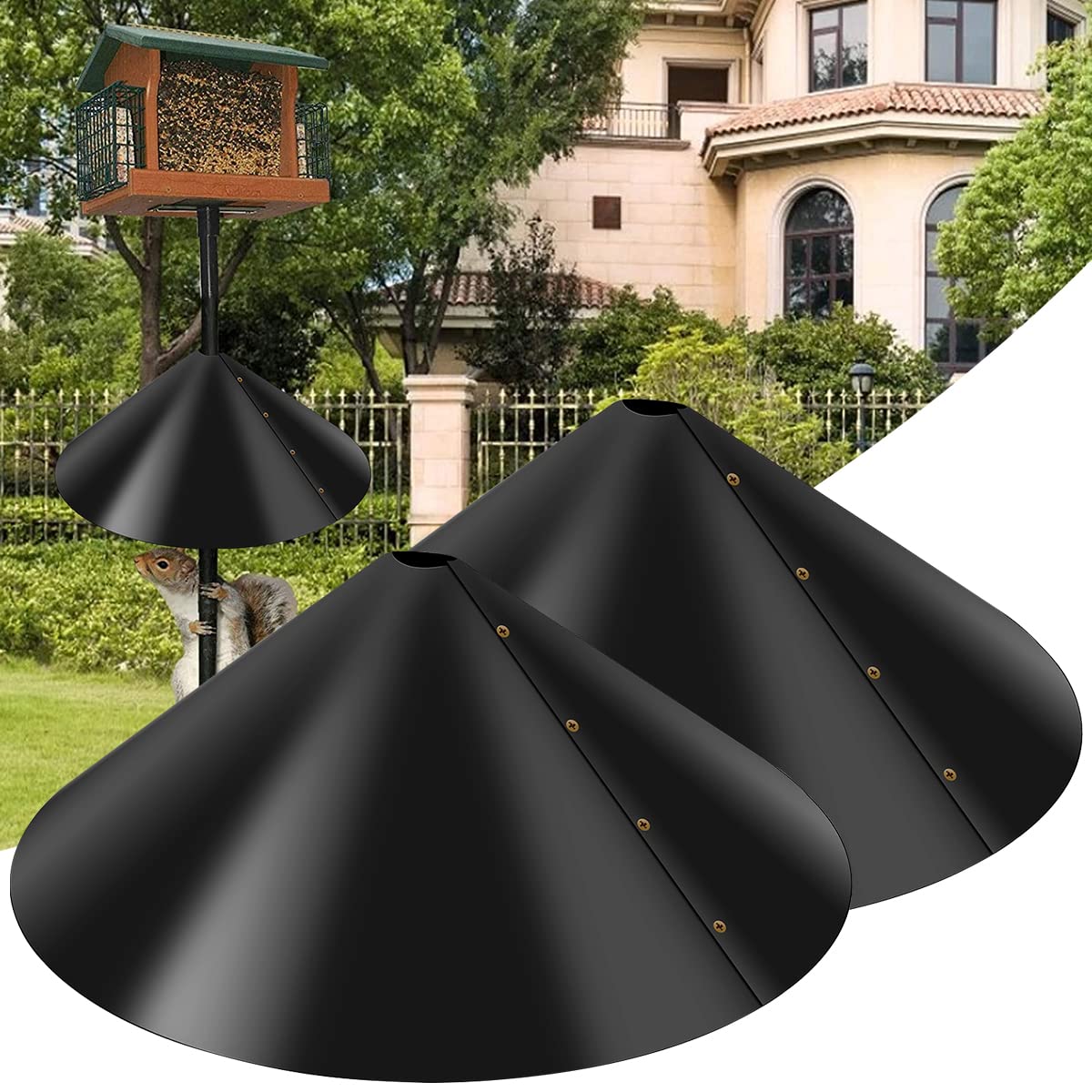 2Pcs Universal 18inch Squirrel Proof Baffle, Reusable Squirrel Proof Bird Feeder, Protect Feeding Stations
