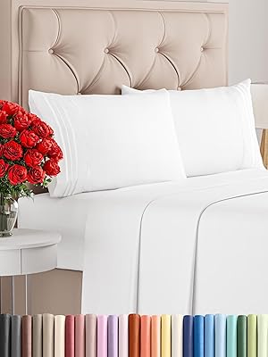 Full Size 4 Piece Sheet Set - Comfy Breathable & Cooling Bed Sheets Set - Hotel Luxury Bedding for Women, Men, Kids, Teens, Boys & Girls - Deep Pockets, Ultra-Soft and Wrinkle Free - Oeko-Tex - White