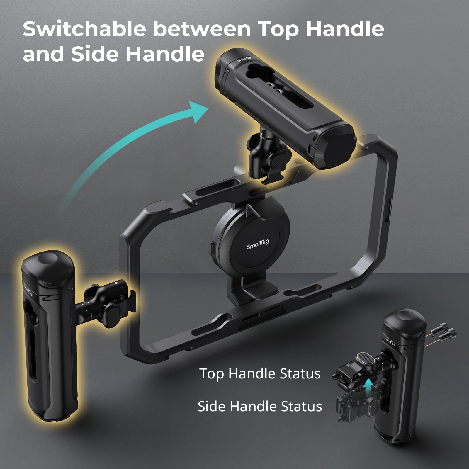 SMALLRIG Poignée Latérale à Dégagement Rapide en Aluminium pour SMALLRIG Cage de Téléphone Portable Universelle à Dégagement Rapide 4299 et iPhone 15/16 Série - 4403