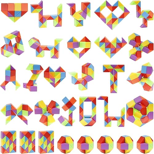 Ganowo 30pcs Party Favors, Fidget Snake Cube Mini Twist Puzzle Party Favors for Kids 4-8-12,Goodies Bag Filler, Stuffer, Prizes, Classroom, Birthday