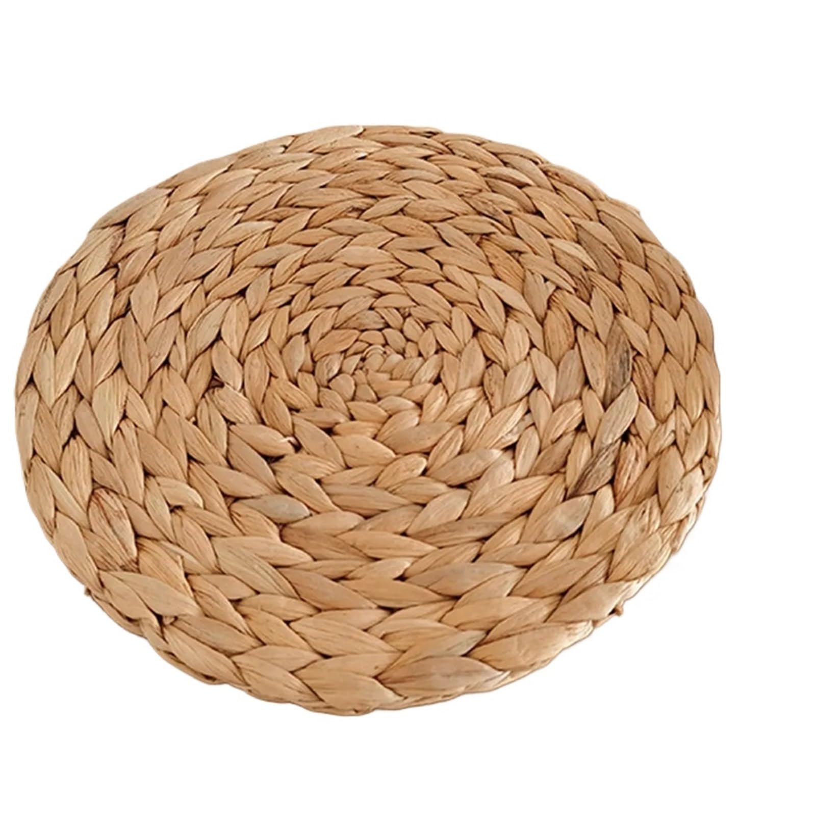 Wicker Placemat Round Woven Rattan Placemats, Natural Wicker Mats, Water Hyacinth Straw Braided, Set Of 6