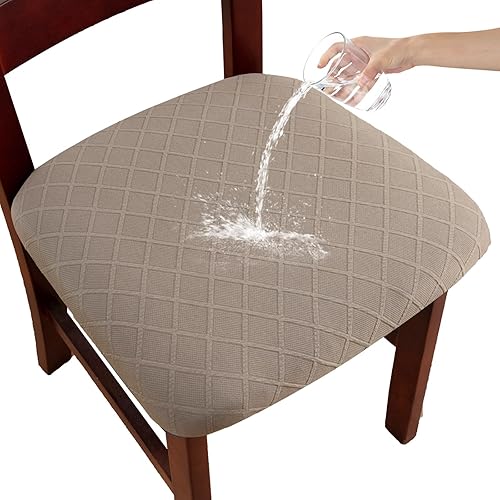 Miniatura 12 de Juego de 4 fundas impermeables para asiento de silla de comedor, elásticas, extraíbles y lavables, para el hogar, restaurante, banquete, protector